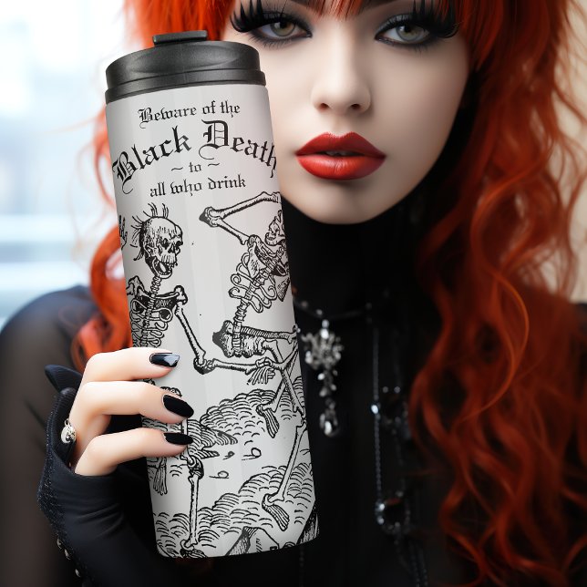 Black Death Dancing Skeletons Gothic Macabre Thermal Tumbler (Creator Uploaded)
