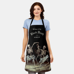 Black Death Dancing Skeletons Halloween Apron