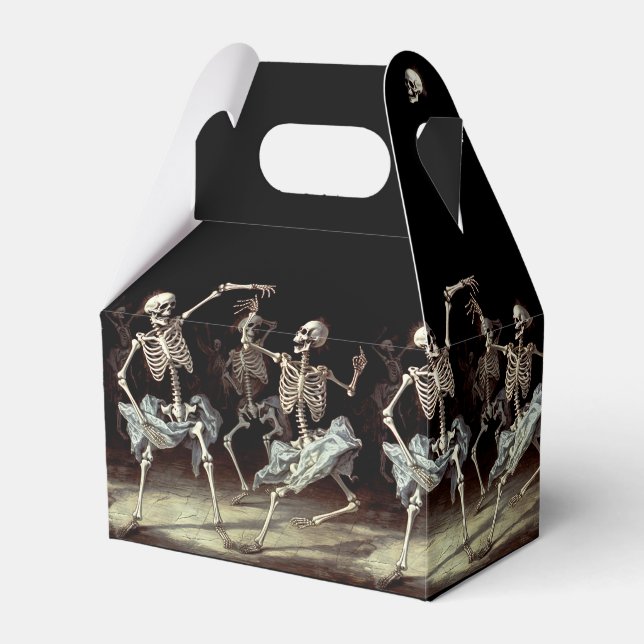 Black Death Dancing Skeletons Halloween Favor Box (Front Side)