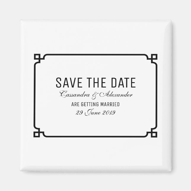 Black Deco Chic Save the Date Magnet (Front)