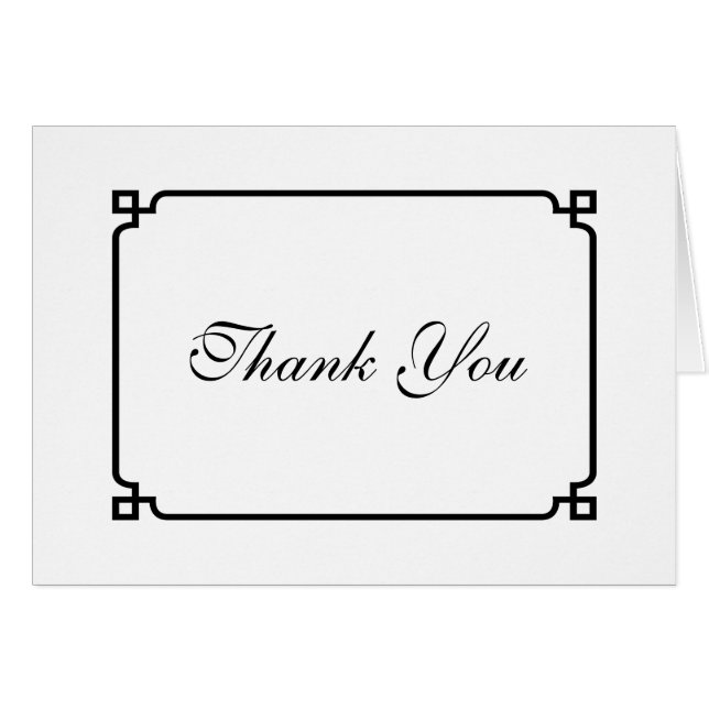 Black Deco Chic Wedding Thank You (Front Horizontal)