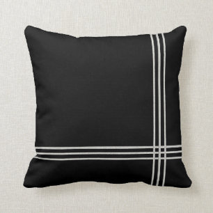 Black Deco White Stripe Throw Pillow