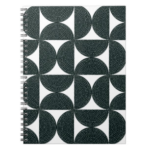 Black decorative abstract seamless pattern in the notebook