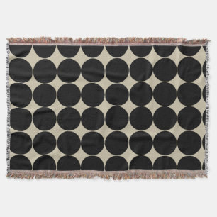 Black Decorative Circle Shape Repeat Pattern Throw Blanket