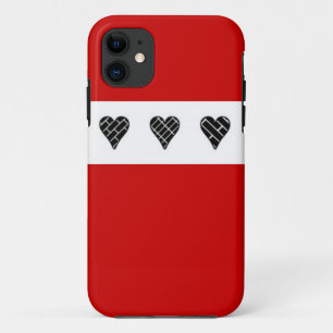 Black Decorative Hearts iPhone 11 Case