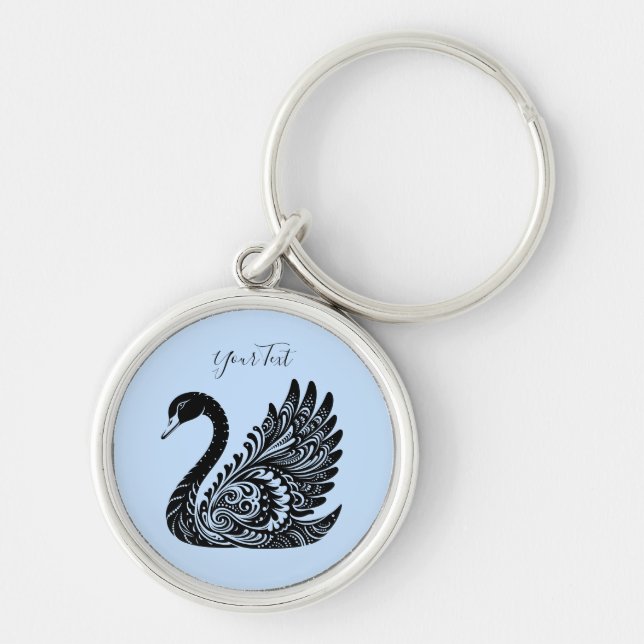 Black Decorative Swan Keychain (Front)