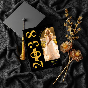 Black Delicate Arch MInimalist Grad Golden Invitation