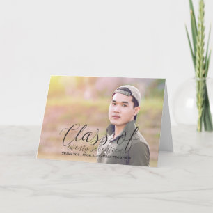 Black Delicate Class of 2017 Photo Grad Thank You Card