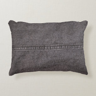 Black denim fabric. Fashion, textures and backgrou Accent Pillow