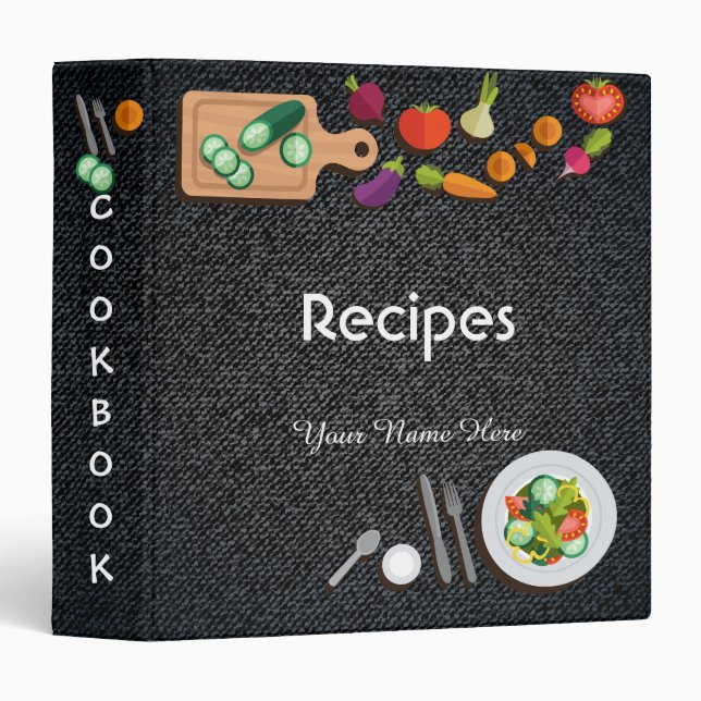 Black Denim Kitchen utensils recipe binder book (Front/Spine)
