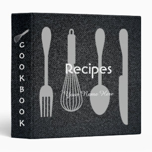 Black Denim Kitchen utensils recipe binder book