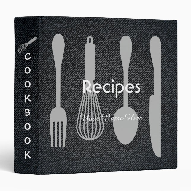 Black Denim Kitchen utensils recipe binder book (Front/Spine)