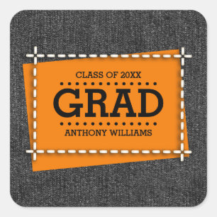 Black Denim Pattern Graduation  Square Sticker