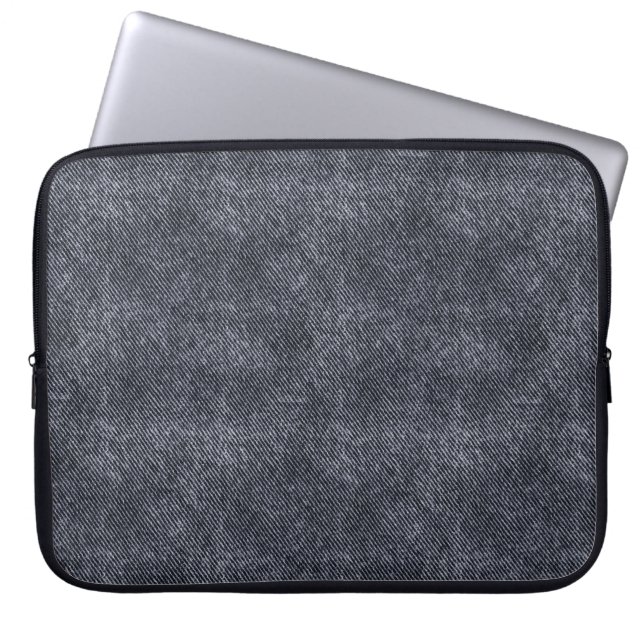 Black Denim Pattern Laptop Sleeve (Front)
