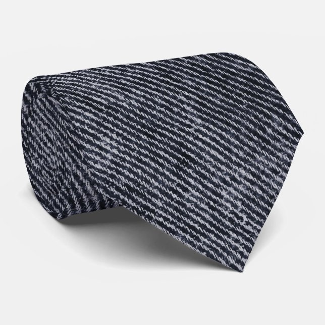 Black Denim Pattern Tie (Rolled)