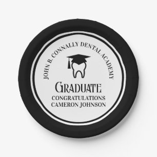 Black Dental School Custom Graduation Party Paper Plate