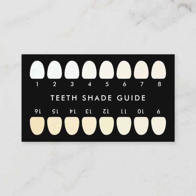 Black Dentistry Teeth Whitening Shade Guide Business Card (Front)