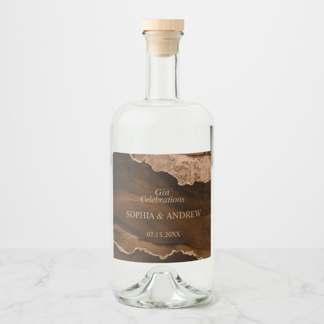 Black & Desert Gold Wedding Liquor Bottle Label (Front)