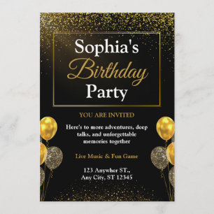 Black design Birthday Invitation Card Template
