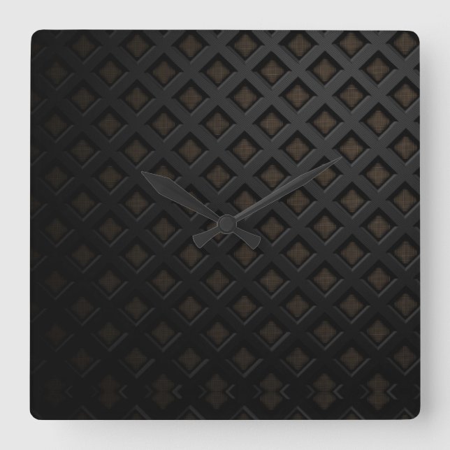 black design square wall clock (Front)