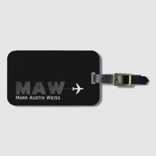 black design with traveller name/initials luggage tag