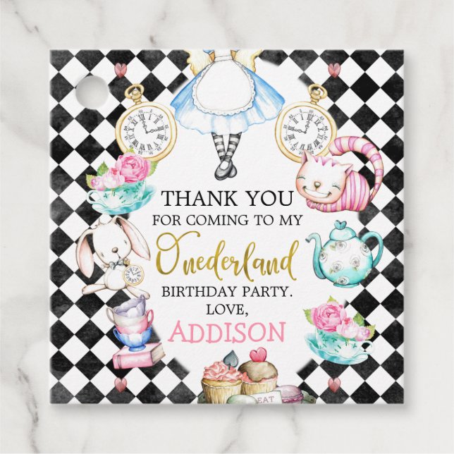 Black Diamond Alice in Onederland 1st Birthday Tag (Front)