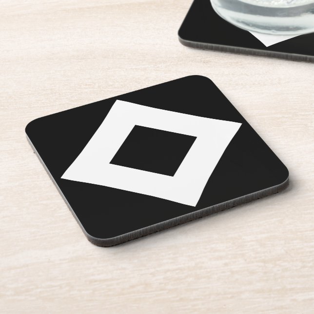 Black Diamond, Bold White Border Coaster (Left Side)