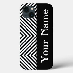 Black Diamond Chevron with name @ Emporiomoffa iPhone 13 Case