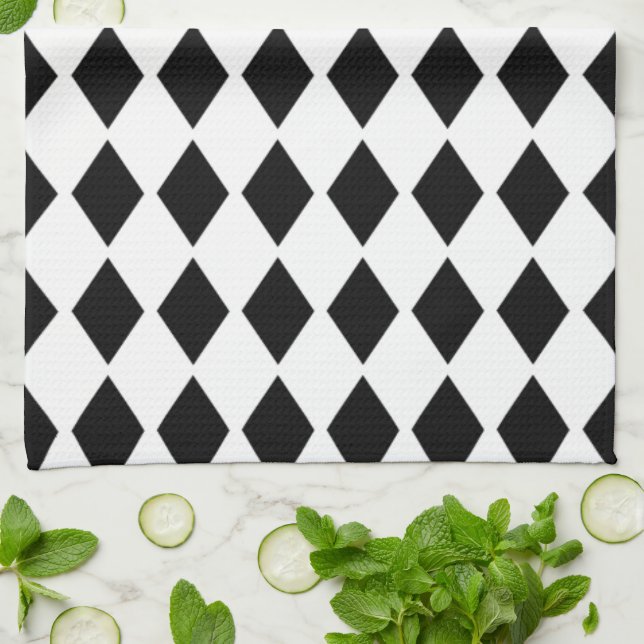 Black Diamond Design Kitchen Towel (Folded)