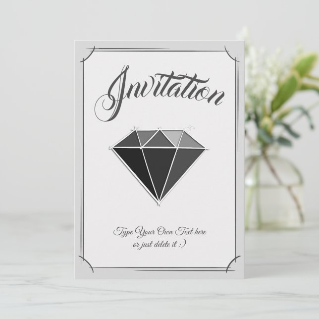 Black Diamond Gemstone Jewellery. Invitation (Standing Front)