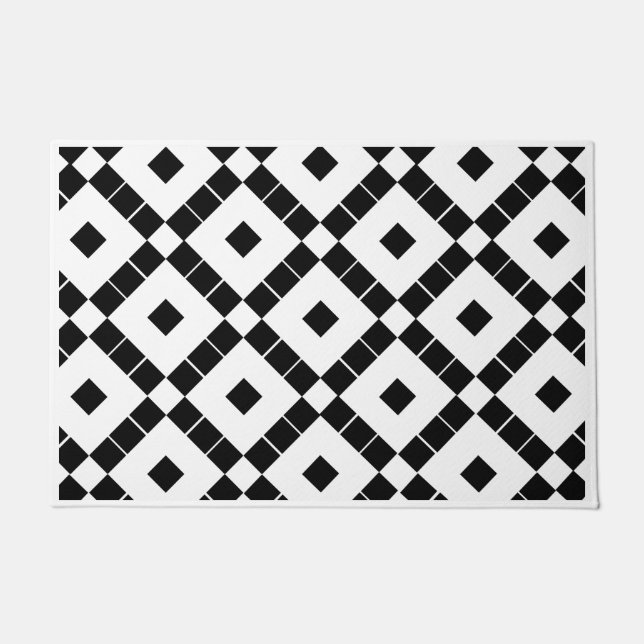 Black Diamond Geometric Tile Farmhouse Doormat (Front)