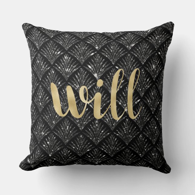 Black Diamond Gold Letter Pillow.. Will Throw Pillow (Front)