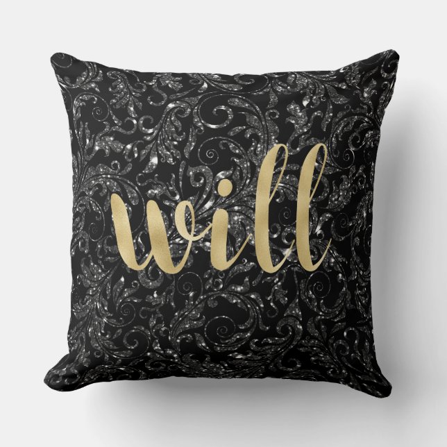 Black Diamond Gold Letter Pillow.. Will Throw Pillow (Front)