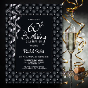 Black Diamond Pattern 60th Birthday Party Invitation