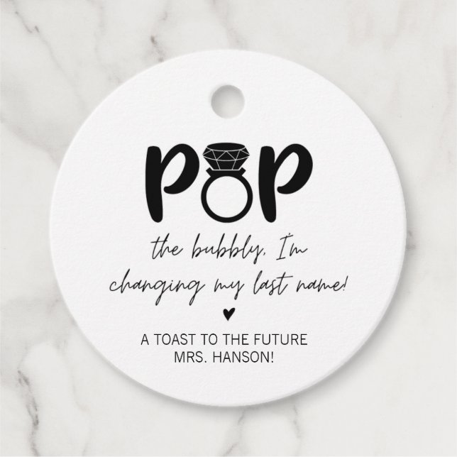 Black Diamond Ring Pop Favour Tag (Front)