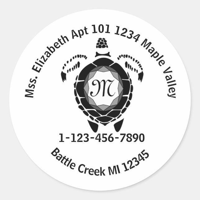 Black Diamond Sea Turtle Lost Bag Contact Info Key Classic Round Sticker (Front)