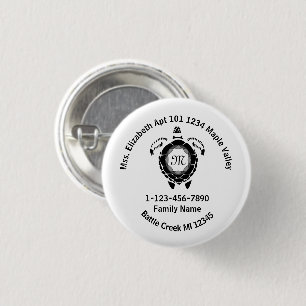 Black Diamond Sea Turtle Lost Family Home Address 1 Inch Round Button