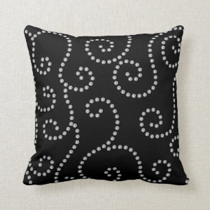 black diamond swirls throw pillow