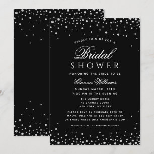 Black Diamonds Modern Luxury Bridal Shower Invitation