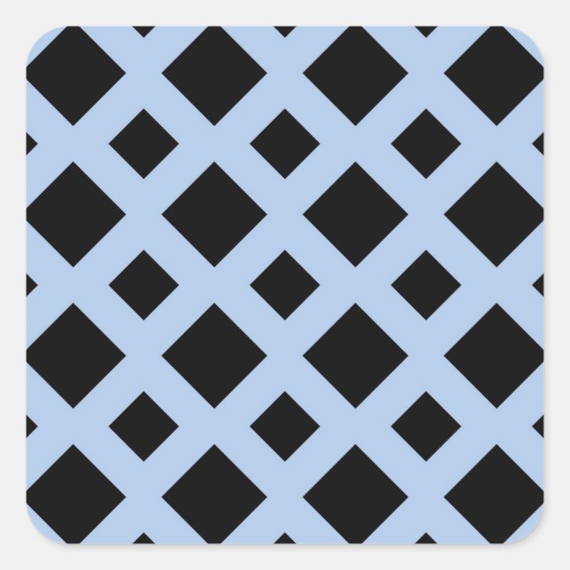 Black Diamonds on Light Blue Square Sticker (Front)