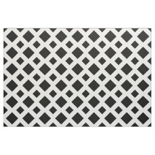 Black Diamonds on White Geometric Fabric