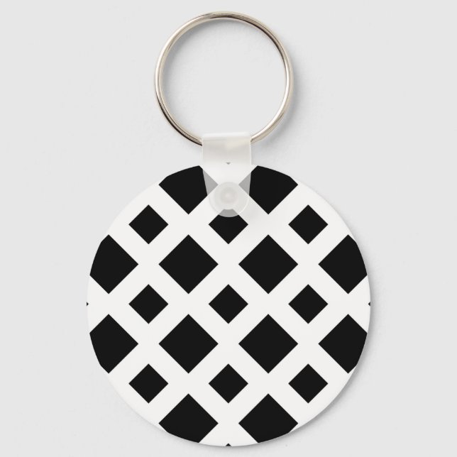 Black Diamonds on White Keychain (Front)