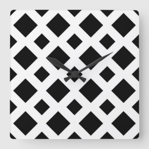 Black Diamonds on White Square Wall Clock