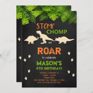 Black Dinosaur Birthday Invite