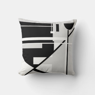 Black Director’s Chair on Grey Geometric Abstract Throw Pillow