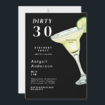 Black Dirty 30 Margarita Birthday Invitation<br><div class="desc">Surprise 30th  Birthday Party Invitation. Margarita,  Party in the house. Black.</div>