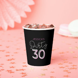 Black Dirty Thirty Custom Name Birthday Cups