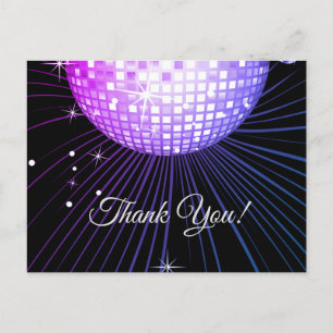 BLACK, DISCO PARTY, DANCE, BIRTHDAY THANK YOU CARD