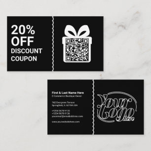 Black Discount Coupon QR Code Marketing Business Card