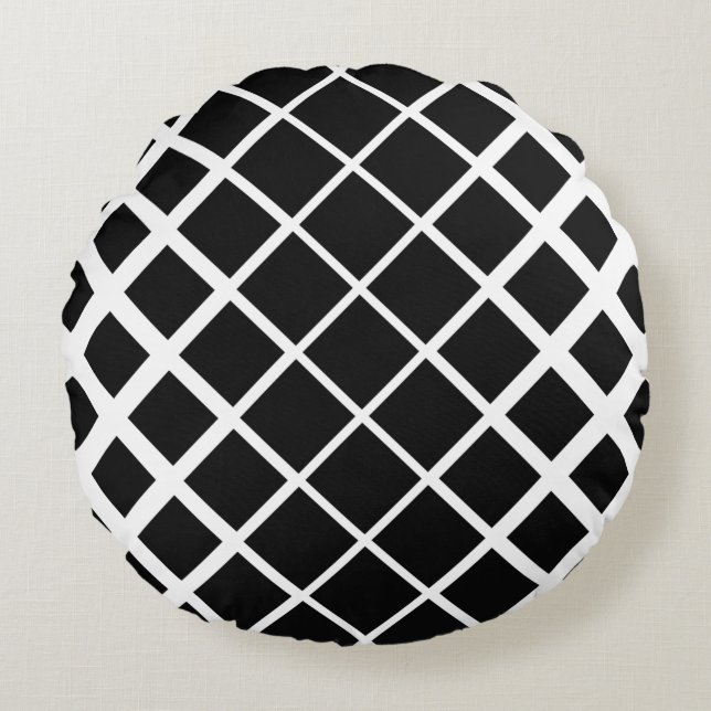 Black Disolving Square Block Pattern Round Pillow (Front)